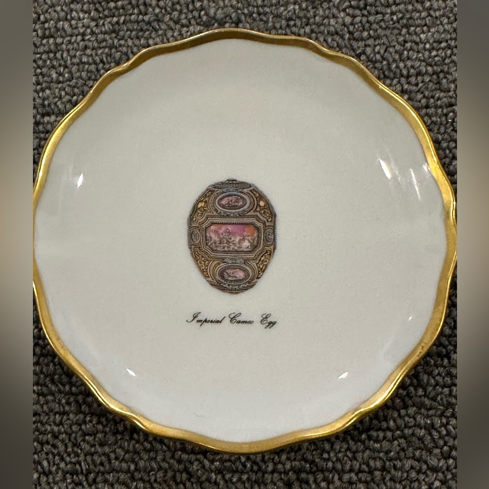 Faberge Limoges France Porcelain gilt Fabergé imperial jewelry dish